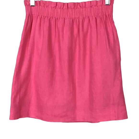 J. CREW Mini Skirt Sidewalk City Begonia Bright Pink Linen Pockets sz 4 Spring - Picture 6 of 11